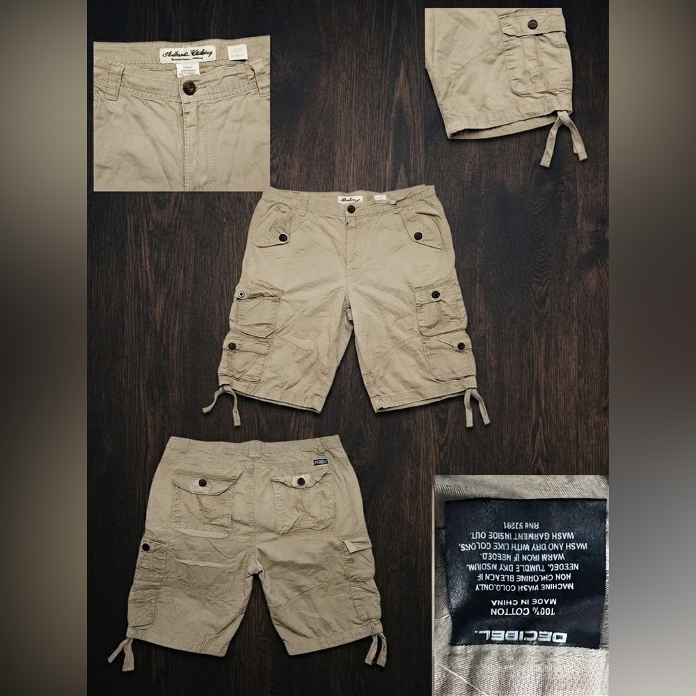 Decibel Men's Khaki Cargo Shorts 40W